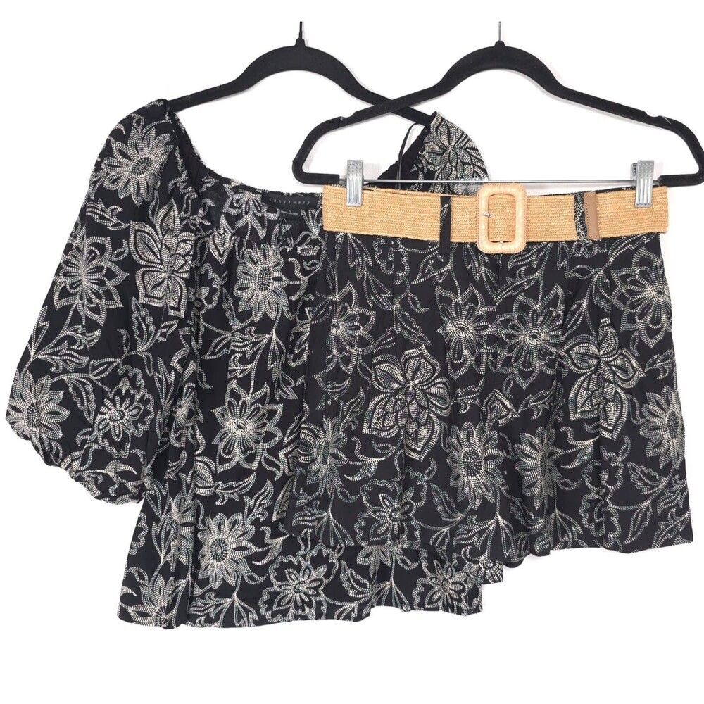 ANTHROPOLOGIE SANCTUARY Women's New Set Top Blouse Shorts Belted SMALL XH9102LTA